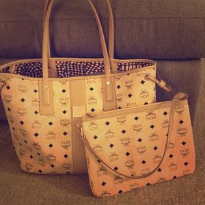 MCM Medium Liz Reversible Tote in Beige